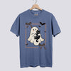 Cute Ghost and Black Cat Comfort Colors Tee - Blue Jean
