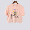 Personalized Floral Mama Comfort Colors Crop Top - Add Kids Names - Peachy