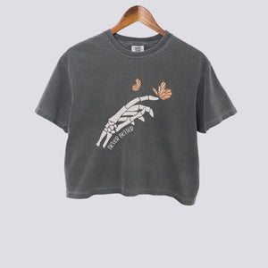 Mystical Monarch Butterfly Skeleton Hand Comfort Colors Crop Top