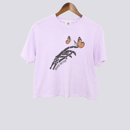 Mystical Monarch Butterfly Skeleton Hand Comfort Colors Crop Top