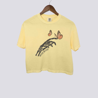 Mystical Monarch Butterfly Skeleton Hand Comfort Colors Crop Top