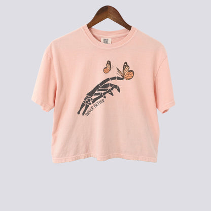 Mystical Monarch Butterfly Skeleton Hand Comfort Colors Crop Top
