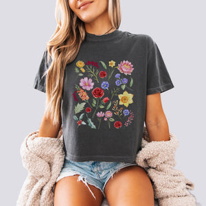 Boho Wildflowers Comfort Colors Crop Top