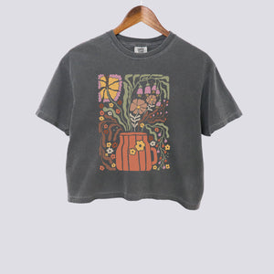 Boho Floral Fall Comfort Colors Crop Top