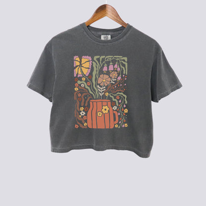 Boho Floral Fall Comfort Colors Crop Top