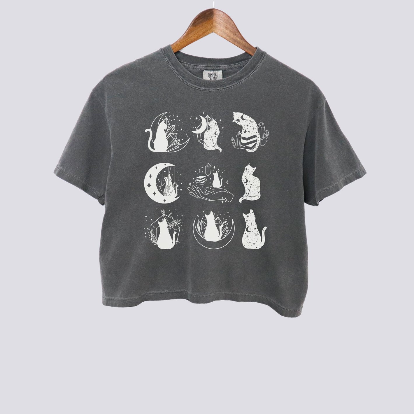 Mystical Celestial Cat Comfort Colors Crop Top