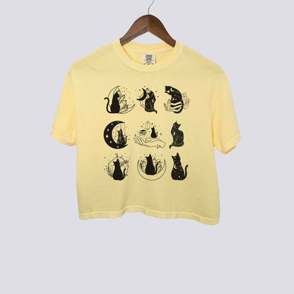 Mystical Celestial Cat Comfort Colors Crop Top