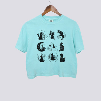 Mystical Celestial Cat Comfort Colors Crop Top