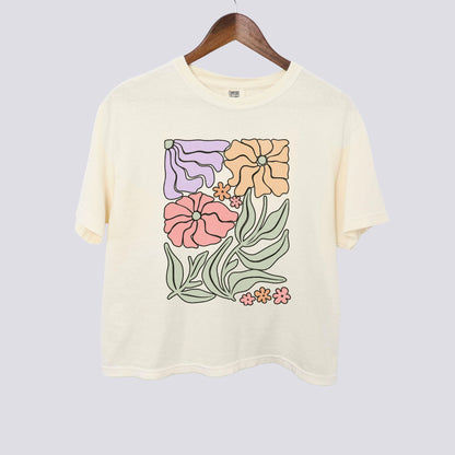 Retro floral Boho Comfort Colors Crop Top