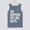 Life Happens The Lake Helps Comfort Colors Tank Top - Blue Jean