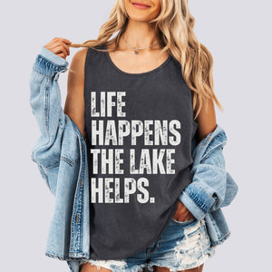 Life Happens The Lake Helps Comfort Colors Tank Top