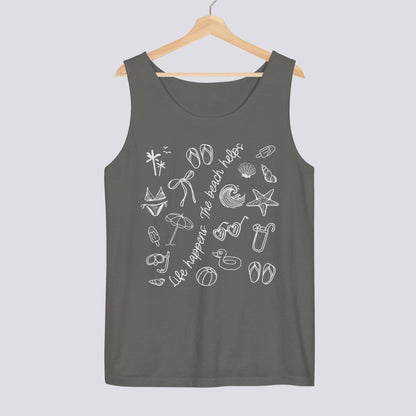 Doodle Life Happens The Beach Helps Comfort Colors Tank Top