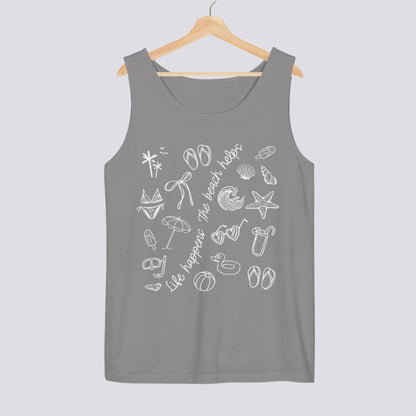 Doodle Life Happens The Beach Helps Comfort Colors Tank Top