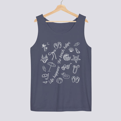 Doodle Life Happens The Beach Helps Comfort Colors Tank Top