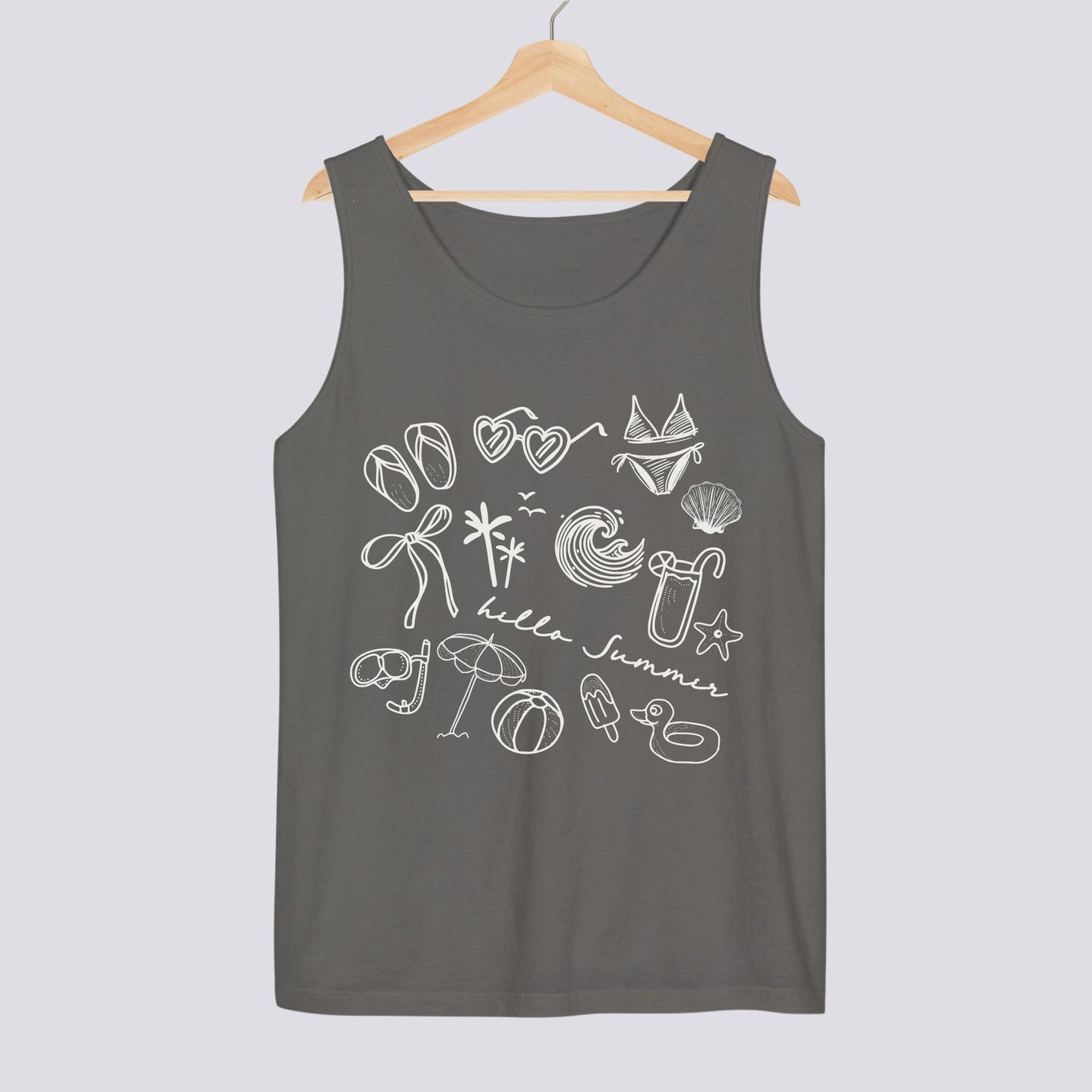 Hello Summer Doodle Comfort Colors Tank Top