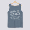 Hello Summer Doodle Comfort Colors Tank Top - Blue Jean