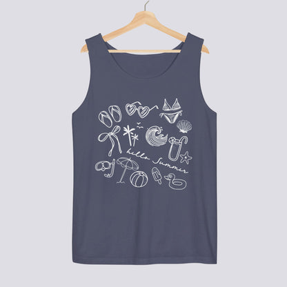 Hello Summer Doodle Comfort Colors Tank Top