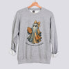 Retro Patchwork Ghost Football Mom Sweatshirt - Sport Grey