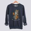 Retro Patchwork Ghost Football Mom Sweatshirt - Dark Heather