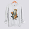 Retro Patchwork Ghost Football Mom Sweatshirt - Ash