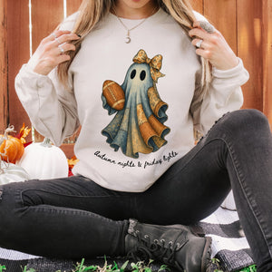 Retro Patchwork Ghost Football Mom Sweatshirt