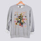 Halloween Patchwork Ghost and Black Cat Sweatshirt