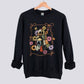 Halloween Patchwork Ghost and Black Cat Sweatshirt