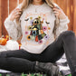 Halloween Patchwork Ghost and Black Cat Sweatshirt