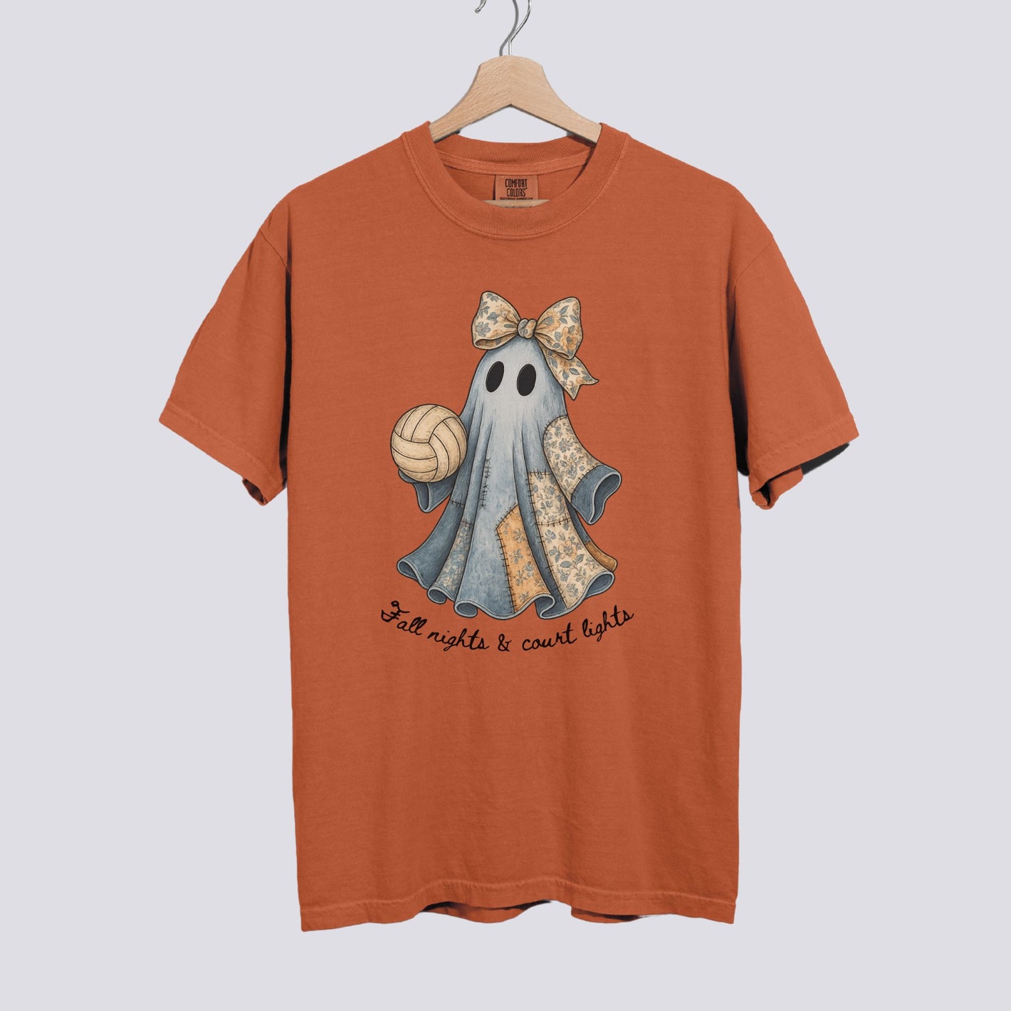 Retro Patchwork Ghost Volleyball Comfort Colors Tee