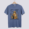 Cute Patchwork Ghost and Cat Comfort Colors Tee - Blue Jean