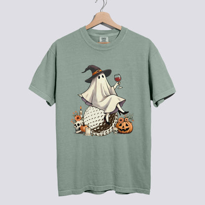Retro Ghost Golf Witch Comfort Colors Tee