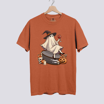 Retro Ghost Hockey Witch Comfort Colors Tee