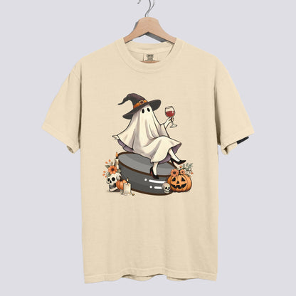 Retro Ghost Hockey Witch Comfort Colors Tee