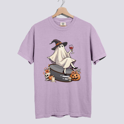 Retro Ghost Hockey Witch Comfort Colors Tee