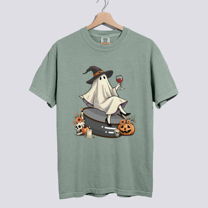 Retro Ghost Hockey Witch Comfort Colors Tee