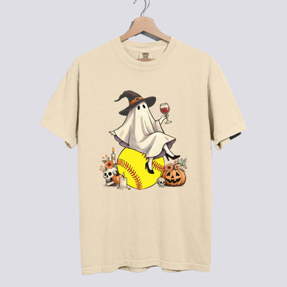 Retro Ghost Softball Witch Comfort Colors Tee