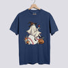 Retro Ghost Baseball Witch Comfort Colors Tee - Denim