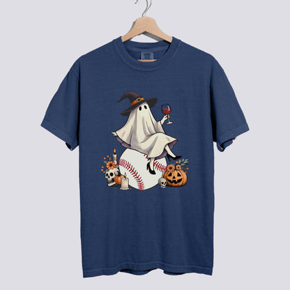 Retro Ghost Baseball Witch Comfort Colors Tee