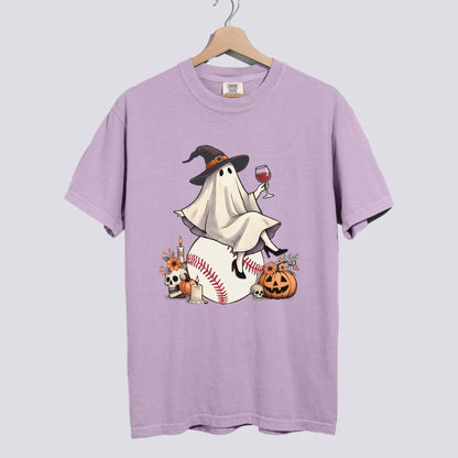 Retro Ghost Baseball Witch Comfort Colors Tee