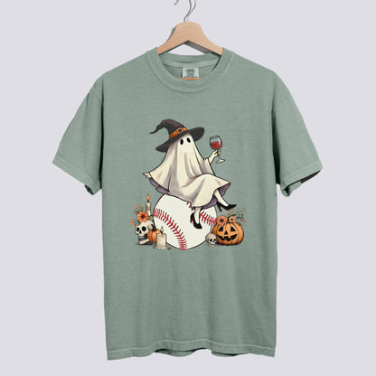 Retro Ghost Baseball Witch Comfort Colors Tee