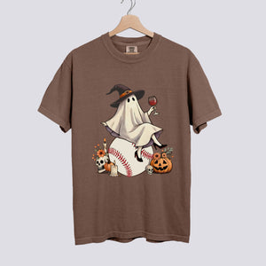 Retro Ghost Baseball Witch Comfort Colors Tee