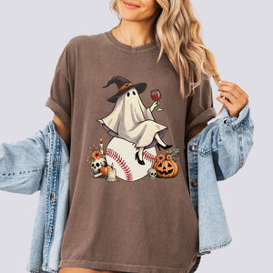 Retro Ghost Baseball Witch Comfort Colors Tee