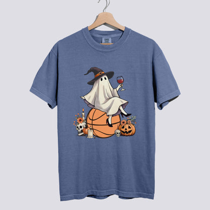 Retro Ghost Basketball Witch Comfort Colors Tee