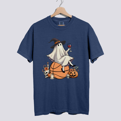 Retro Ghost Basketball Witch Comfort Colors Tee