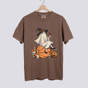 Retro Ghost Basketball Witch Comfort Colors Tee