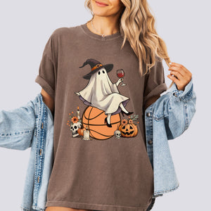 Retro Ghost Basketball Witch Comfort Colors Tee