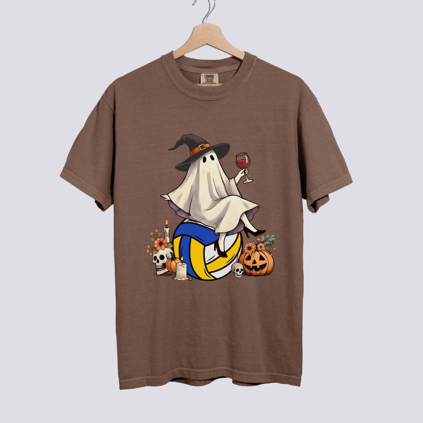 Retro Ghost Volleyball Witch Comfort Colors Tee