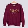 Retro Patchwork Cozy Season Sweatshirt - Maroon