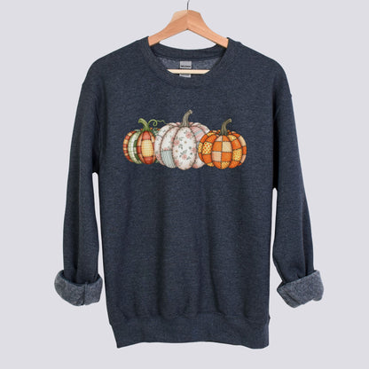 Retro Patchwork Pumpkin Sweatshirt