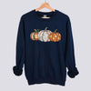 Retro Patchwork Pumpkin Sweatshirt - Navy